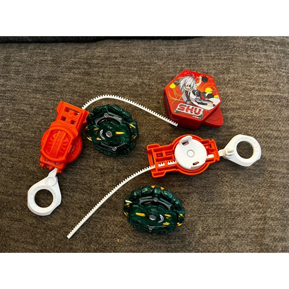 Beyblade Burst Lot - 2x Poison Cyclops C5 Tops, Launchers & Shu freebie